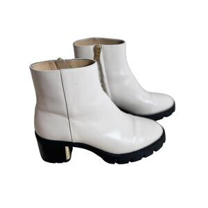 Coach Chrissy Bootie women's chalk white leather lug sole ankle zip NEW Sz 6.5